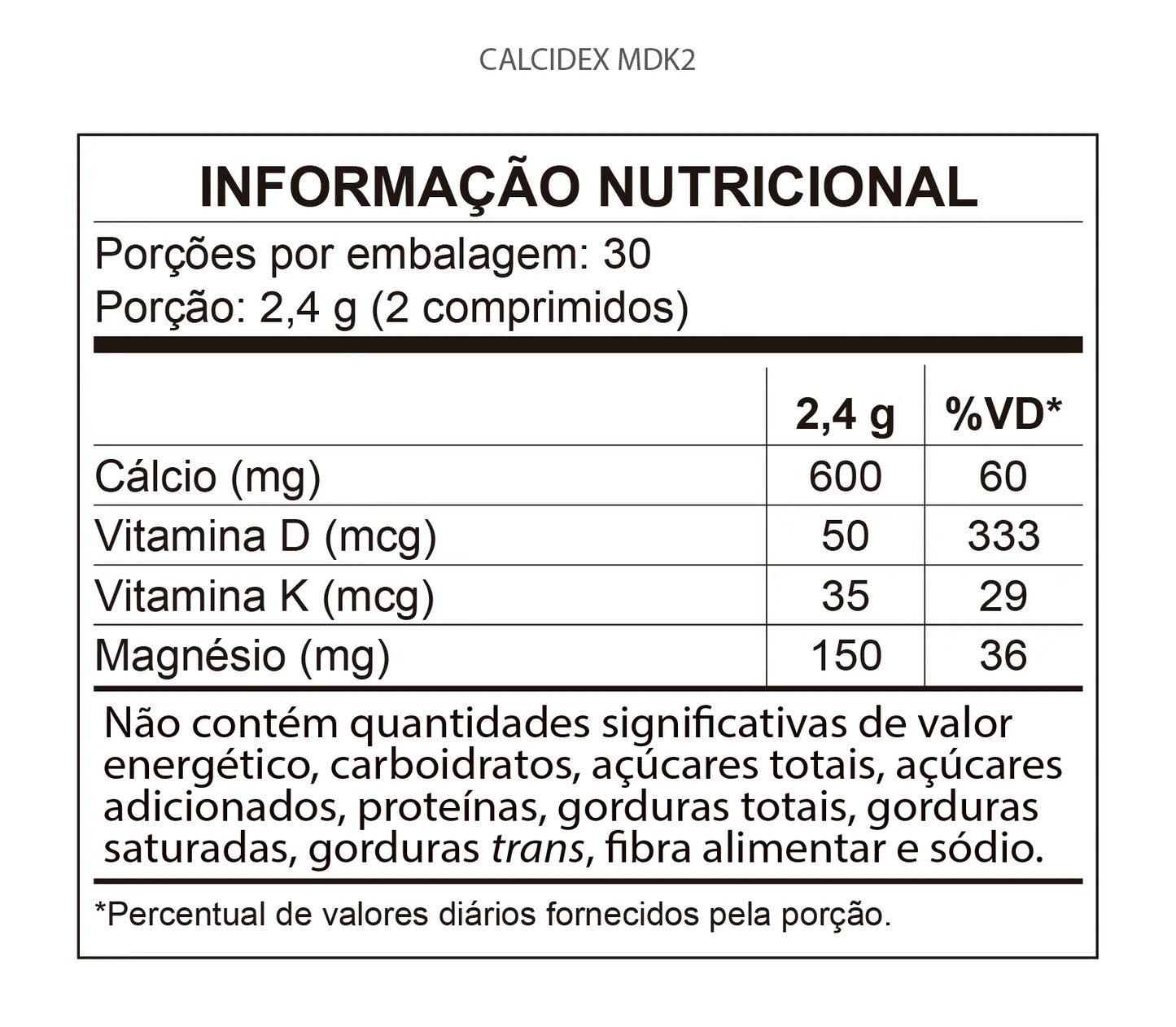 Calcidex MDK2 1200mg 60 Comprimidos Qualynutri