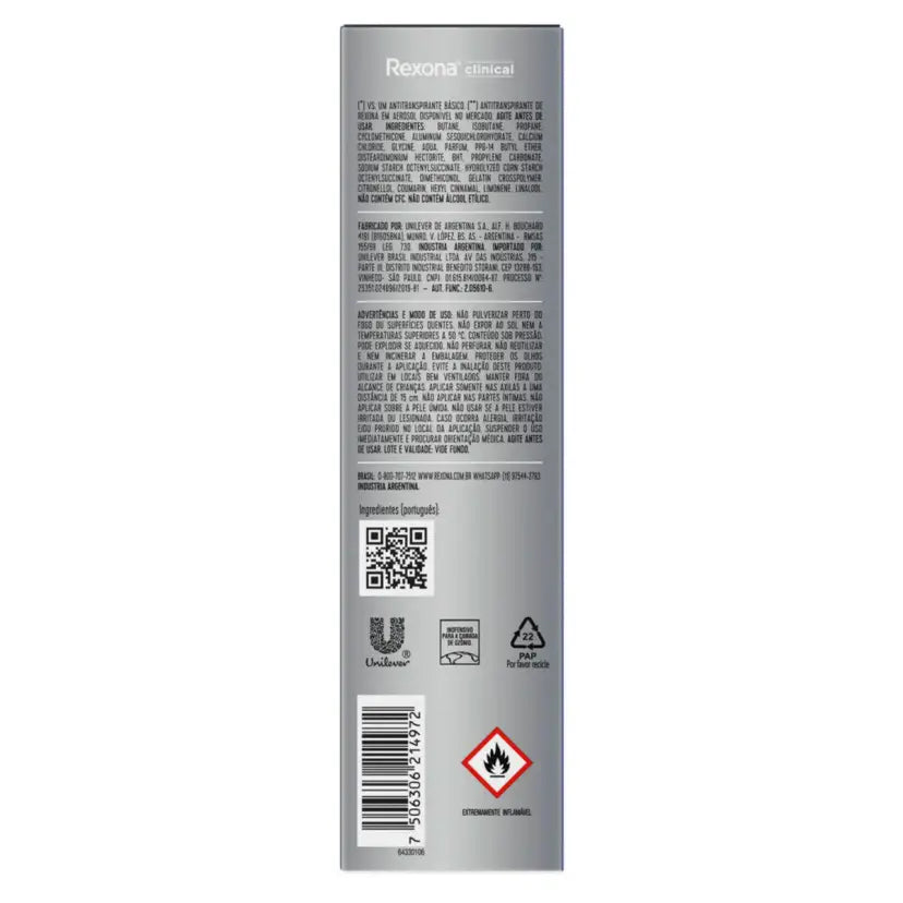 Desodorante Rexona Clinical Aerosol Masculino Clean 91g